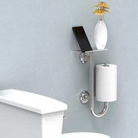 AquaChase 3-in-1 Toilet Safety Grab Bar with Built-in Tissue Paper Holder and Phone Shelf, for 2 Mega Rolls, 250lbs Weight Support when Mounted in Stud, Chrome Left-hand