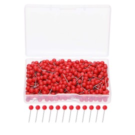 Tupalizy 1/8 Inch Small Round Ball Head Decorative Push Pins Map Thumb Tacks for Travel Map Art Picture Photo Canvas Bulletin Cork Board Wall DIY Craft Home School Office Use, 500PCS (Red)