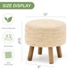 Wimarsbon Pouf Ottoman, Round Footstool with 4 Wood Leg, Handmade
