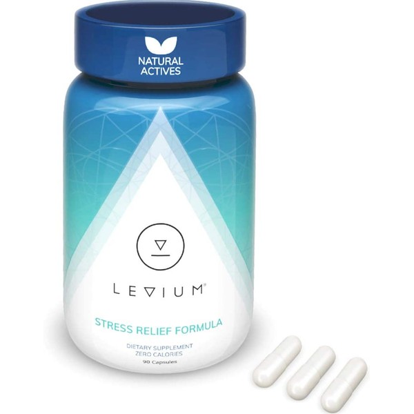 Levium Anti-Anxiety & Stress Relief Supplement Pills | Natural Mood Boosting Capsules | 90 Count Bottle – 30 Day Supply
