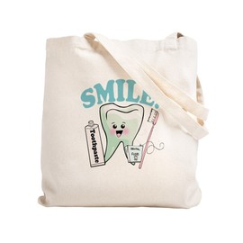 CafePress Dentist Dental Hygienist Teeth Tote Bag Natural Canvas Tote Bag, Reusable Shopping Bag