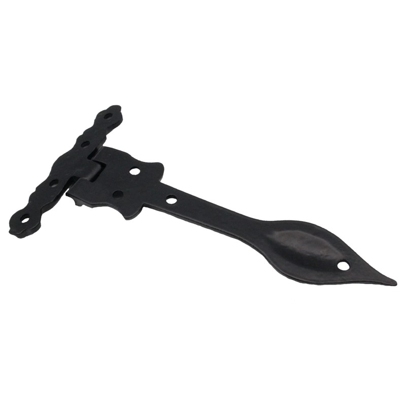 Black Cast Iron Spear Hinges Leaf Design Pair - 6