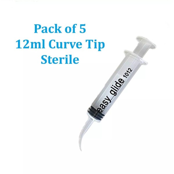 Easy Glide 12mL PACK of 5 CURVE TIP STERILE SYRINGES