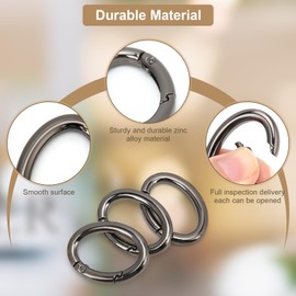 Hebilla del anillo de primavera de 9 piezas, llave de la cadena de bolsa abierta ovalada en forma 0 accesorios de bricolaje 3 colores de aleación gatillo ovalado de babe de resorte (Medio）