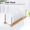 Ejoyous Pot Lid Holder Plate Stand Bamboo Dish Drainer Holder
