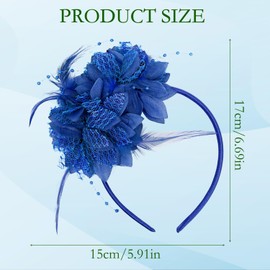 Cobalt Blue Fascinator | Retro Fascinators for Women | Flower Feather Headband | Hair Fascinators for Weddings Guests Masquerader Prom