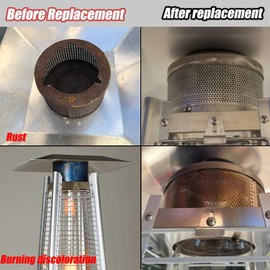 Patio Heater Burning Net Emitter Screen and Base 4-Sided Pyramid Heater Replacement Parts Emitter Screen Replacement for Patio Glass Tube Propane Heater Top(Burning Net and Base)
