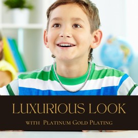 HALUKAKAH Platinum Plated Tennis Chain Necklace - Luxury Sparkling Jewelry for Kids - Chain Length 40cm - with Giftcard - Stylish Accessories for Everyday Glam,Birthday,Party