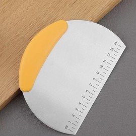 1 pcs Dough Scraper, Dough Cutter with Food Grade Stainless Steel Blade and PP Handle, Pastry Scraper, 16CM, Yellow, Pastry Cutter