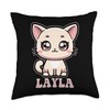 Layla Cute Kitty Cat Design for Girls Name Layla Throw