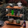 Fitzkor 3 Tiered Foldable Desk Shelf Table orangernizer Wood Rack