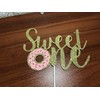 Decoración para tarta con diseño de rosquilla dorada con purpurina