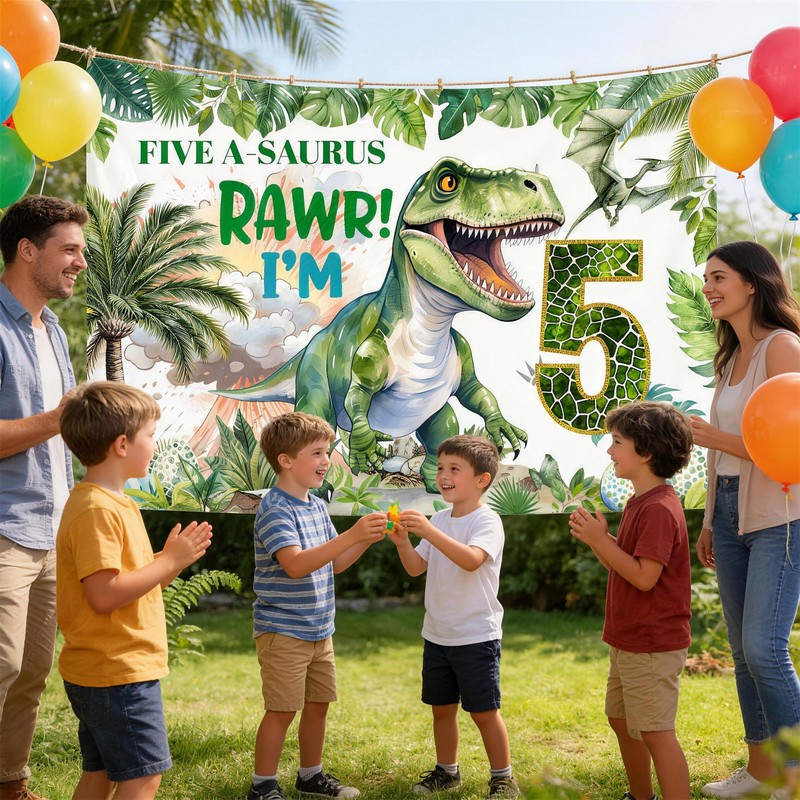 Five A-Saurus Birthday Decoration Dinosaur 5th Birthday Party Supplies Five