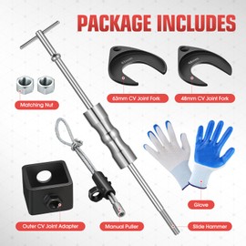 DNA MOTORING CV Axle Puller Tool Set, Slide Hammer Puller Set, CV Joint Removal Tool Kit, Front Wheel Hub Bearing Remover & Rear Wheel Axle Hub Dent Shaft Puller Tool Kit, CV Axle Puller Tool Set