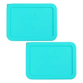 Sophico 3 Cup Rectangle Silicone Storage Cover Lids Replacement for Pyrex 7210-PC Glass Bowls, Container not Included (MINT, 2 Pack)