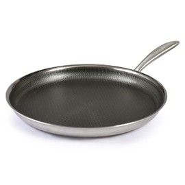 Bezaib 12-Inch Hybrid Nonstick Frying Pan, 316 Stainless Steel, Tri-Ply Skillet, Stay-Cool Handle, PFAS/PFOA Free, Induction Compatible, Oven & Dishwasher Safe