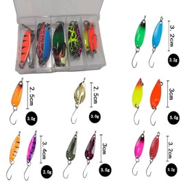 Fishing Trout Spoon Set 12 Pieces, Trout Spoon Trout Blinker Single Hook Set, Trout Bait, Spinner Fishing Lure, Fishing Accessories Spinner Blinker Set for Trout Fishing Spoons Trout Bass Salmon Pike