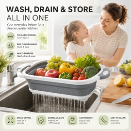 Collapsible Wash Basin for Kitchen & Travel – Foldable Plastic Sink Basket for Camping, Cleaning & Storage