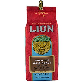 Lion Coffee, Premium Gold Roast, 10% Kona Coffee Blend, Ground, 7 Ounce Bag