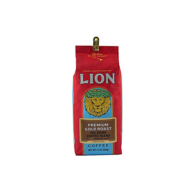 Lion Coffee, Premium Gold Roast, 10% Kona Coffee Blend, Ground,