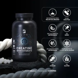 Creatina Monohidratada en Cápsulas | 240 Cáps de Creatina para Desempeño y Recuperación Muscular | Alta Pureza y Fácil de Tomar | Creatine Monohydrate B Life