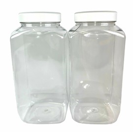 Truenova- Set of 2 x 4.5L X Large Plastic Storage Jars Kitchen/Garage Organisation & Large White Flat Lids