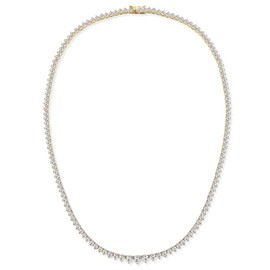 Gemsme 3mm Graduated Tennis Necklace, 18K Yellow Gold Plated 3.0mm Graduated Round Cubic Zirconia Classic Tennis Necklace For Women (18 Inch)