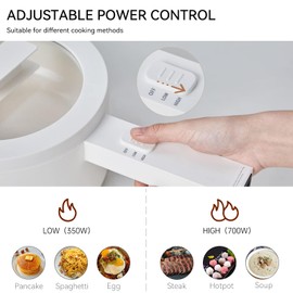 olayks. Hot Pot Electric with Steamer, 1.5L Ceramic Glaze Non-stick Portable Pot, Dual Power Multi-functional Electric Cooker, Suitable for Steak, Pasta, Hot Pot, Ramen, Dorm Room Essential