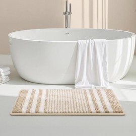 Bathroom Rugs 32x20, Extra Soft Absorbent Chenille Bath Rugs,Quick Dry Machine Washable Bath Mats for Bathroom Floor and Shower,Home Decor Accessories, Beige