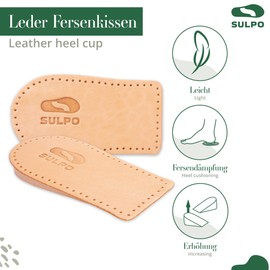 SULPO Heel Raiser Insoles - Heel Wedge for Shoe Raiser - High Sole, Boost Sole - Leather Heel Cushion - Make Insoles Larger - Heel Spur Insoles - Orthopaedic Wedge 10 mm