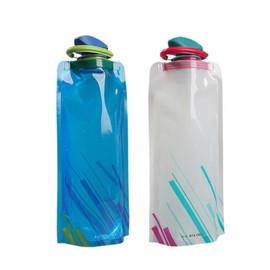 2 Pack 25oz Collapsible Water Bottles, 2 Colors Reusable Leakproof Water Bags for Drinking, Foldable Flat Water Bottles with Clasp for Outdoor Sports Camping Traveling Biking