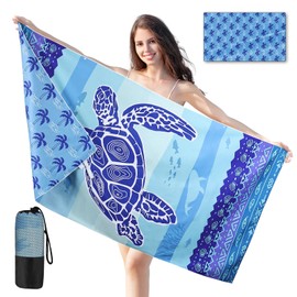 Joyoldelf Strandtuch Mikrofaser Handtuch Badetuch - 180x90 cm Strandtücher Schnelltrocknend Strandhandtuch Groß, Leichtes und Dünnes Tragbares Microfaser Handtücher Sandfrei (Meeresschildkröte)