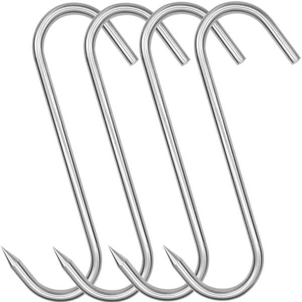 HONSHEN 10 Inch Meat Hook, Heavy Duty 10mm S-Hooks Stainless