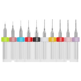 FOCMKEAS 20Pcs PCB Drill Bits Set, 1/8" Shank 0.15mm-1.0mm Micro Twist Bit Spiral Flute Carbide for Print Circuit Board Stone Dremel Jewelry CNC Engraving