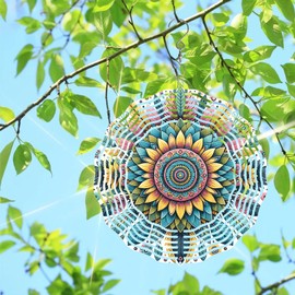 WANGIRO Mandala Wind Spinner for Yard and Garden 3D Stainless Steel Wind Spinner Unique Gift Outdoor Metal 10 inch 3D Mandala Wind Sculptures with Unique Visual Effect