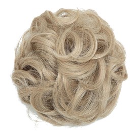 Messy Hair Bun Curly Wavy Hair Scrunchies Accessories Pieces for Women Girls Synthetic Chignons (Pale Ash Blonde)，pieces