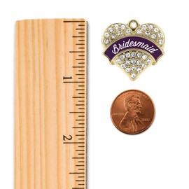 Inspired Silver - Plum Bridesmaid - Gold Braided Bracelet for Women - Pave Heart Charm Bracelet Jewelry Gift with Cubic Zirconia - Women's Charm Bracelet with Lobster Claw Clasp