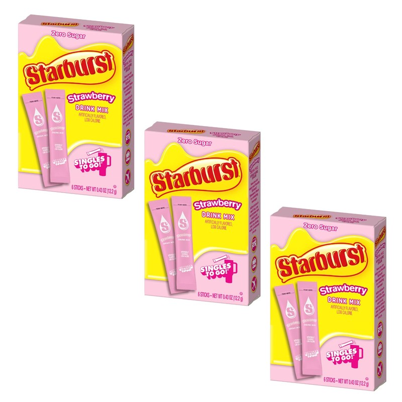 Starburst Singles To Go Powdered Drink Mix, All Pink Strawberry,