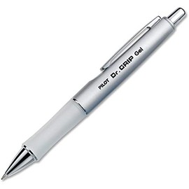 PILOT Dr. Grip Limited Refillable & Retractable Gel Ink Rolling Ball Pen, Fine Point, Metallic Platinum Barrel, Black Ink, Single Pen (36272), 5 Pack