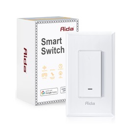AIDA Smart Light Switch, 3 Way WiFi Smart Switch, Compatible with Alexa and Google Home, Neutral Wire Required, 2.4Ghz WiFi Switch for LED, CFL, Incandescent Bulbs, No Hub Required, White, 1 Pack