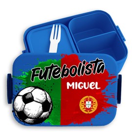 Children's Bento Box Midi Lunch Box for Mepal Bentobox - 2024 Football European Championship Fan Item - Futebolista Name with Portugal Flag | República Portuguesa | Portuguese Republic - 900 ml - Blue