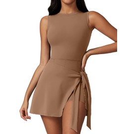 ATTRACO Womens Athletic Dress Tennis Dresses for Women Golf Dress Workout Dresses for Women Brown