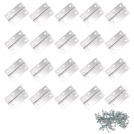 TamBee 20Pcs 3inch Folding Butt Hinges Cabinet Cupboard Closet Hardware Stainless Steel Silver