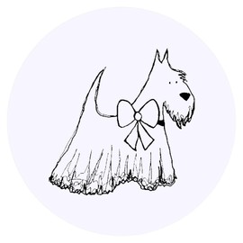 24 x 40mm Round 'Scottie Dog with Bow' Stickers (SK00005896)
