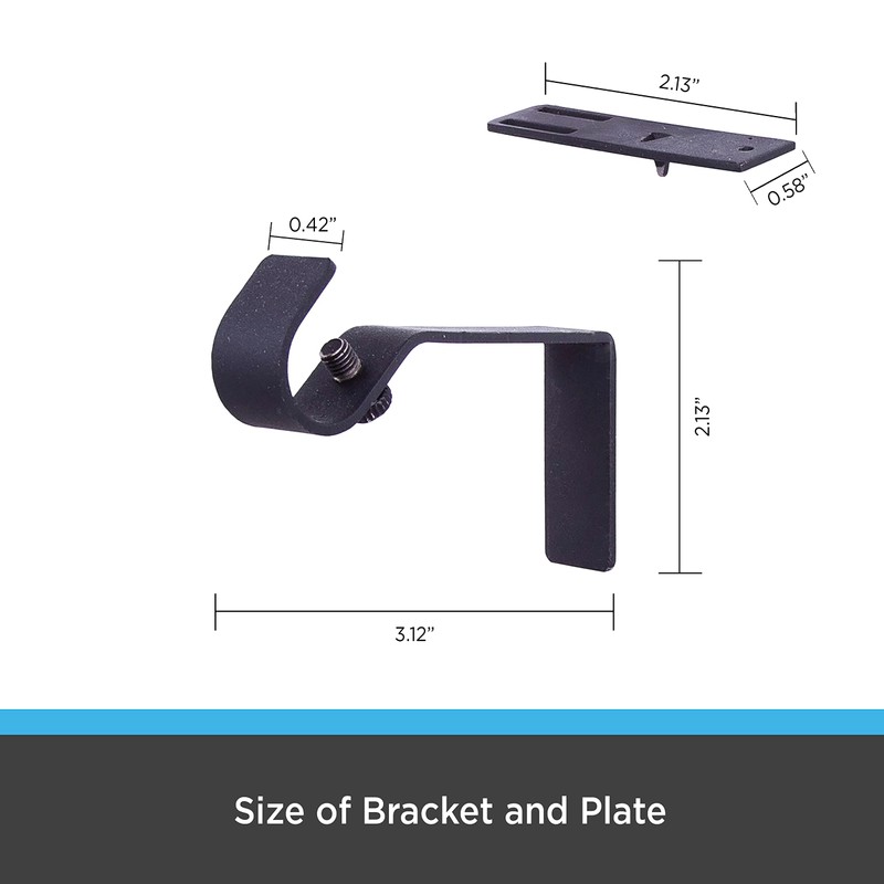 Kenney Fast Fit 5/8" No Measure Curtain Rod Brackets, Matte