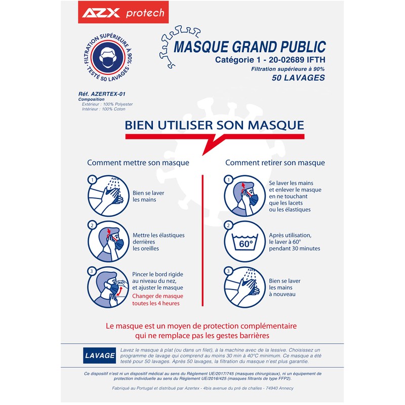 AZX protech Reusable Fabric Masks in a Set of 3
