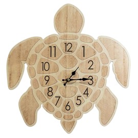 Sea Creations Wooden Wall Clock - Coastal, Nautical, and Beach Themed | Decorative and Aesthetic 16 Inches Timepiece | Ideal Coastal Decor in Bedroom, Kitchen, Living Room, or Beach House | Turtle