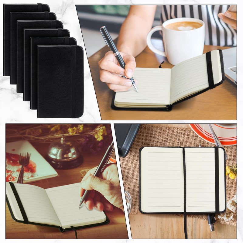Qeeenar 6 Pcs Hardcover Leather Pocket Notebook 4 x 2.5