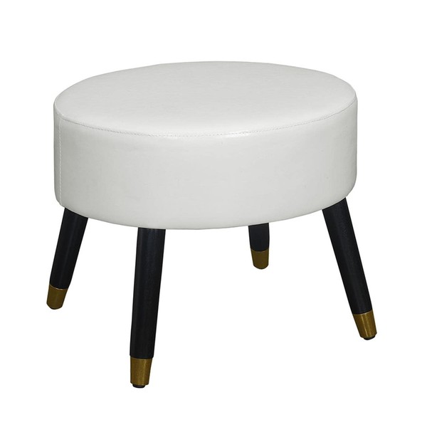 Convenience Concepts Designs4Comfort Mid Century Ottoman Stool, White Faux Leather