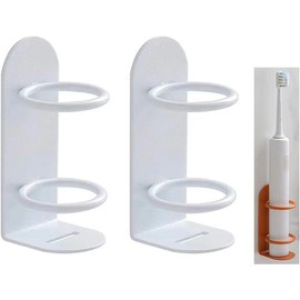 Electric Toothbrush Holder,Wall Toothbrush Holder Eco-Friendly Mighty Toothbrush Holder for Bathroom No Drilling 2Pack - Color: White
